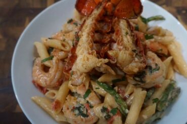 Penne Shrimp & Lobster Pasta W/ White Wine Cream Sauce | Delicious Pasta