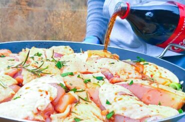Huge Chicken Chunks Roasted with Coca Cola. Italy Countryside Streetfood