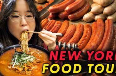 NYC NOODLES & PIZZA 🍕 FOOD TOUR of Chelsea Market, New York City