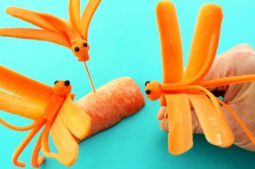 Handmade Carrot Dragonfly | Vegetable Carving Garnish | Food Decoration | Party Garnishing