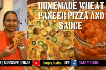 Simply Sudha | Homemade Wheat pizza and sauce with Paneer and other toppings