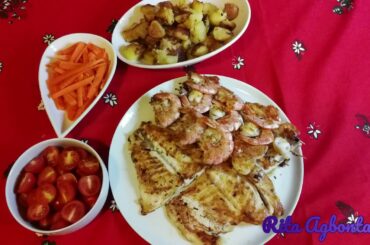 how to grill perch fish & squid and prawn skewers