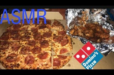 ASMR DOMINOS PIZZA & WINGS! (NO TALKING) EATING SOUNDS!