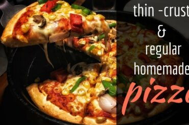 thin-crust and regular homemade pizza