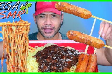 Jajangmyeon & Italian Sausages | ASMR EATING | VEGAN MUKBANG | PitaEats.