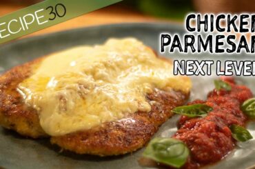Chicken Parmesan Next Level, with oozing melted cheese on top!