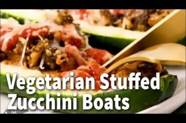 Italian Vegetarian Stuffed Zucchini Boats - Plant Based Easy Recipes - Easy Keto & Low Carb
