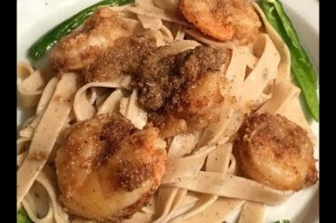 FOOD/ ITALIAN PASTA NOODLE W/ SAUTE SHIRMPS. MÌ ( Ý)  VỚI TÔM XÀO.