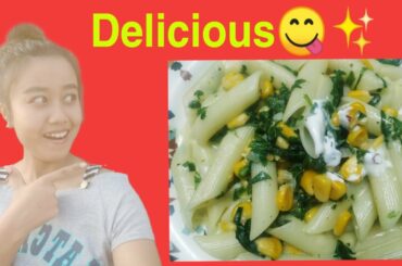 SPINACH CORN PASTA // Italian style pasta/ Manipuri pasta // easy recipe | tasty evening snacks||