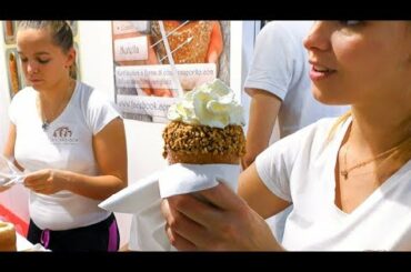 Best Sweet Street Food from Europe. Strudel, Crepes, Churros, Kurtos Kalacs. Italy Street Food Event
