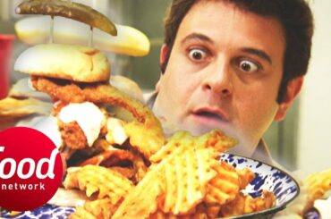 Adam Struggles To Beat This 5 LB Sandwich Filled With All Kinds Of BBQ Meats | Man V Food