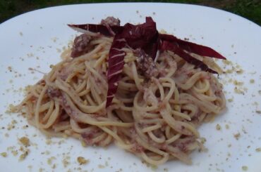 red radish and stracchino cheese cream spaghetti🍀VEGETARIAN FAMILY DIARY🍀
