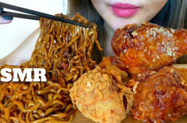 ASMR SPICY BLACK BEAN NOODLES, KOREAN FRIED CHICKEN (EATING SOUNDS) NO TALKING 먹방 | tony ASMR