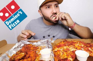 DOMINOS PIZZA + HOT WINGS MUKBANG