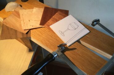 Marquetry work in progress_Cutting a glass wine @Firenze