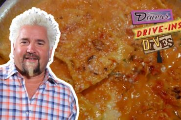 Guy Fieri Eats Some "RIDICULOUS" Lobster Ravioli (from #DDD) | Food Network