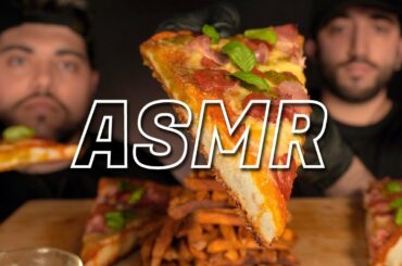 ASMR MUKBANG ITALIAN PIZZA Parmesan,Provola,Hot Pepperoni,Ham,Fresh Basil&Pesto & FRIES NO TALKING