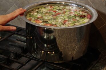 How to prepare Vegetable Stock, Measurement in description. Mirepoix, How to cook, store and freeze.