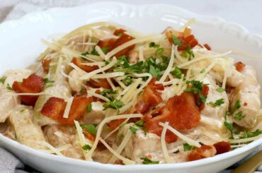 Keto Eggplant and Bacon Alfredo Recipe