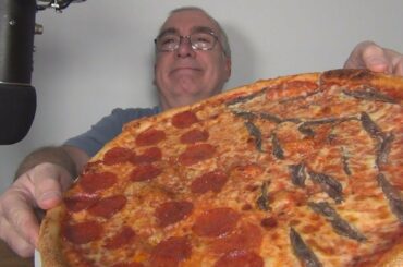 ASMR Eating a Pepperoni Anchovy Pizza