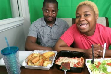 CHEESY LASAGNA, GARLIC BREAD & SALAD/ITALIAN FOOD MUKBANG!!!!