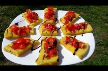 corn flour croutons- crostini di polenta    🍀VEGETARIAN FAMILY DIARY🍀