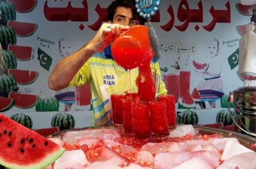 Tarbooz ka Sharbat | Amazing Watermelon Cutting Skills | Fresh Watermelon Juice Street food Karachi