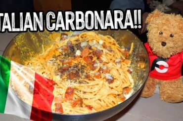 Giant Spaghetti Carbonara Italian Pasta Challenge in Rome, Italy!!