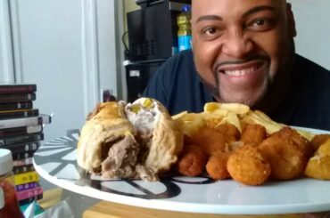 Eating ASMR - ITALIAN BEEF, FRIED MUSHROOMS AND FRENCH FRIES!