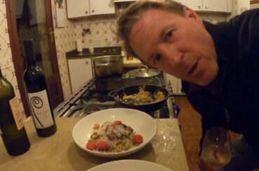 Asparagus Risotto with Roasted Cherry Tomatoes, Mushrooms and Onions.