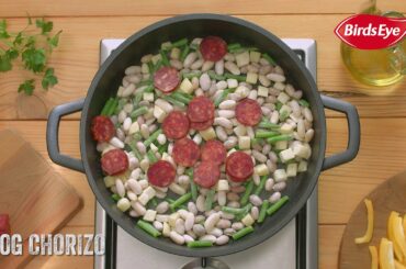 OVEN BAKED EGGS WITH CHORIZO, PEPPERS & ITALIAN BEAN MIX BIRD'S EYE UK