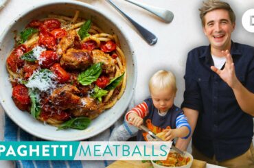 RECIPE: Speedy Spaghetti & Meatballs! Cooking with my son NOAH!