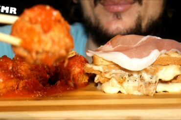 ASMR CHEESE HAM SANDIWICH + MEATBALLS SAUCE AND PARMESEAN EATING SOUNDS *MUKBANG ITA FOOD ITALY