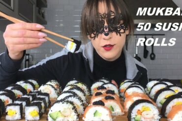 ABBUFFATA DI 50 SUSHI ROLLS FATTO IN CASA CHALLENGE (EATING SHOW MUKBANG ITA)