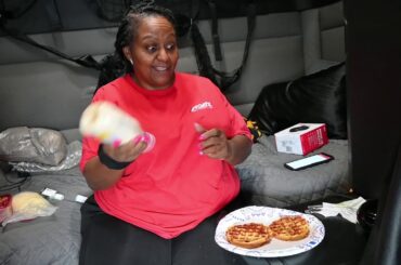 Cooking lunch in the truck