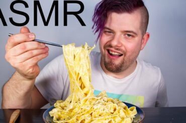 ASMR FETTUCINI ALFREDO PASTA | STICKY EATING SOUNDS