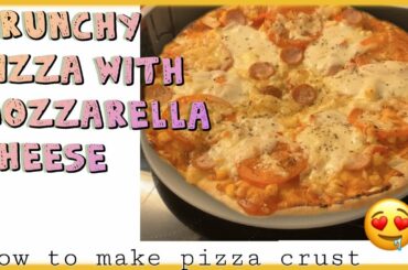 Homemade Crispy Pizza w/ MOZZARELLA | Crunchy Pizza Crust