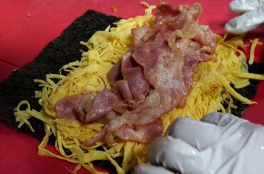 밥 대신 계란 폭탄 / bacon egg roll - gimbap / korean street food