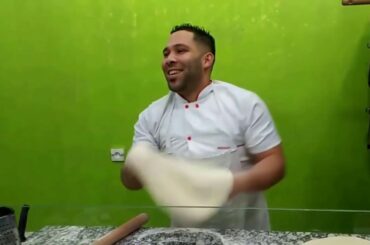 mix meat pizza street food in the Qatar restaurant best Italian quality