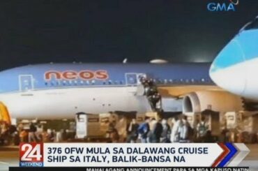 24 Oras: 376 OFW mula sa dalawang cruise ship sa Italy, balik-bansa na