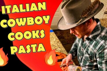 Italian cowboy cooks pasta with horrible language and drinking problem