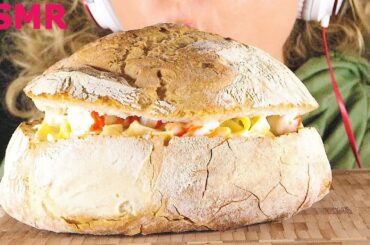 ASMR MUKBANG ITALY COCCIO DI PANE RIPIENO DI FETTUCCINE ALFREDO | Real Eating Sound |No Talking |