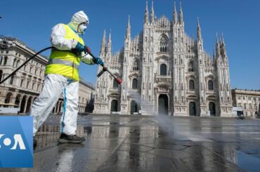 Italian Health Workers Continue Sanitizing the Duomo