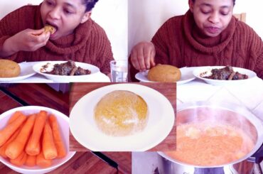 Cook And Eat With ME | Mukbang Nigerian Food | Cooking Carrot Fufu | Eating With Peanut Soup