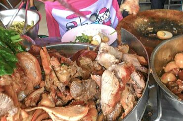 Bangkok Street Food. Best Meat and Thai Food around Victory Square, Thailand