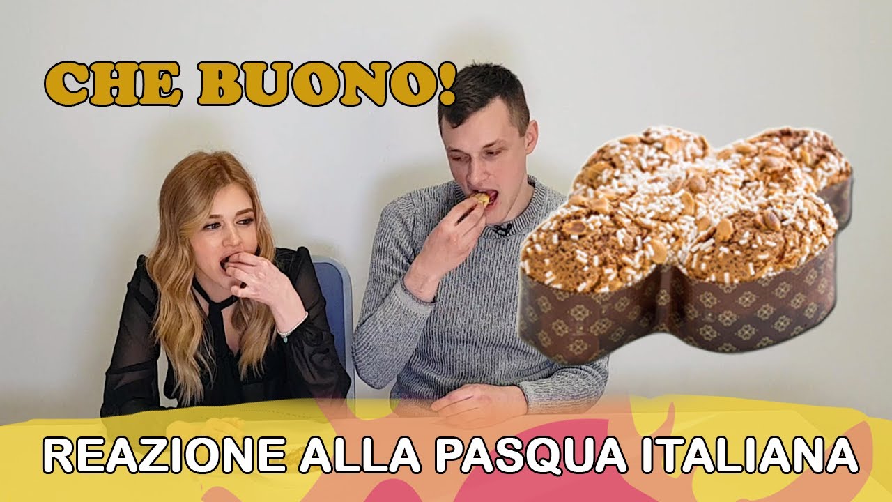 Stranieri mangiano la Colomba di Pasqua. Reazione alla Pasqua Italiana. Italian food reaction Stranieri mangiano la Colomba di Pasqua. Reazione alla Pasqua Italiana. Italian food reaction