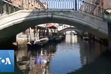 Venice Canals Empty as Coronavirus Lockdown Extended in Italy