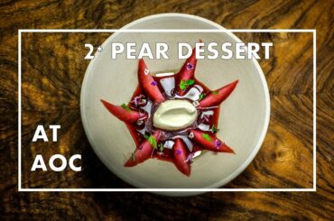 Delicious pear & plum dessert at 2* restaurant AOC, Copenhagen