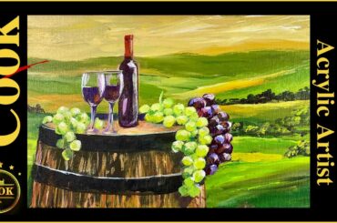 Tuscany Wine Country Acrylic painting  step by step plus a Quarantine Quickie #28 with Ginger Cook