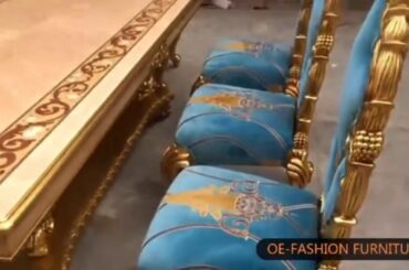 Foshan oe-fashion furniture 8 seater dining table and chairs set luxury Italy European dining set